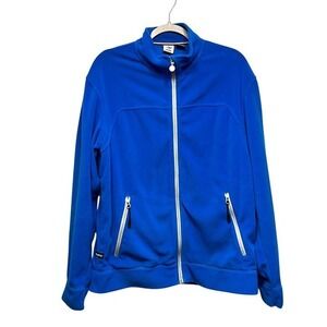 AIGLE POLARTEC Blue‎ Warm Fleece Zip Up Jacket & Pockets Men's L Hiking Camping